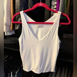 Veronica M White V-Neck Ribbed Tank